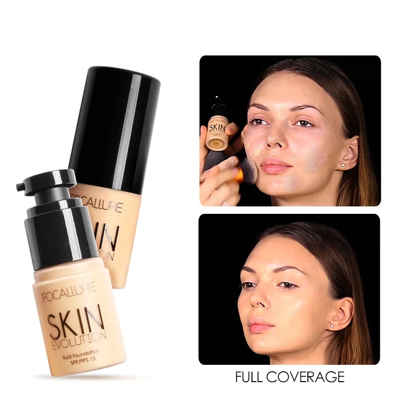 FOCALLURE Base Face Liquid Foundation Cream Full Coverage Concealer Oil-control Easy to Wear Face Makeup Foundation Cosmetics