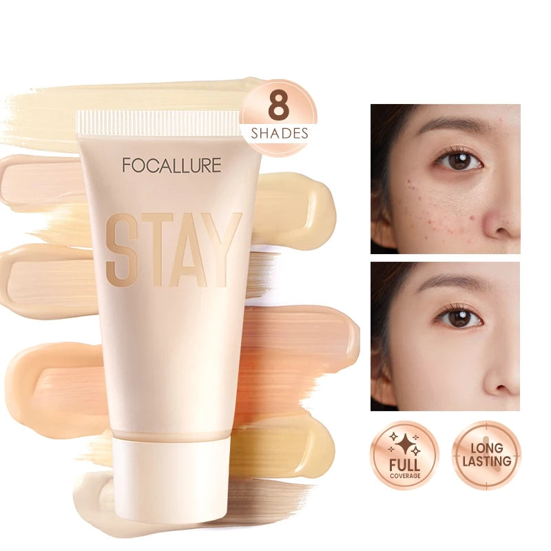 FOCALLURE Waterproof Liquid Foundation Cream Full Coverage Oil-control Long-lasting Face Concealer Base Cosmetics